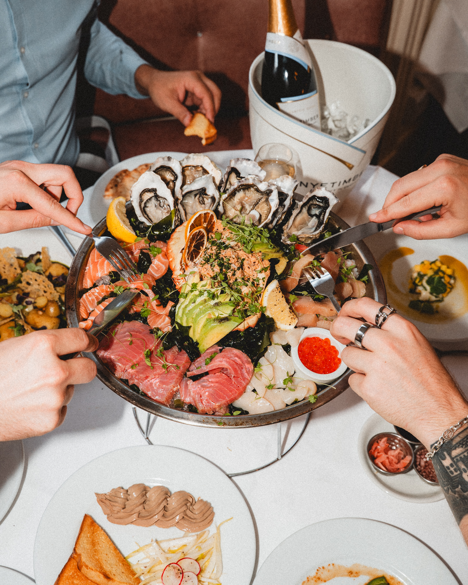 The Cold platter — oysters, sashimi and salmon